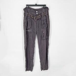Pete & Greta By Johnny Was Women's Y2K Cupra Poplin Cargo Pants NEW Size 6 Gray